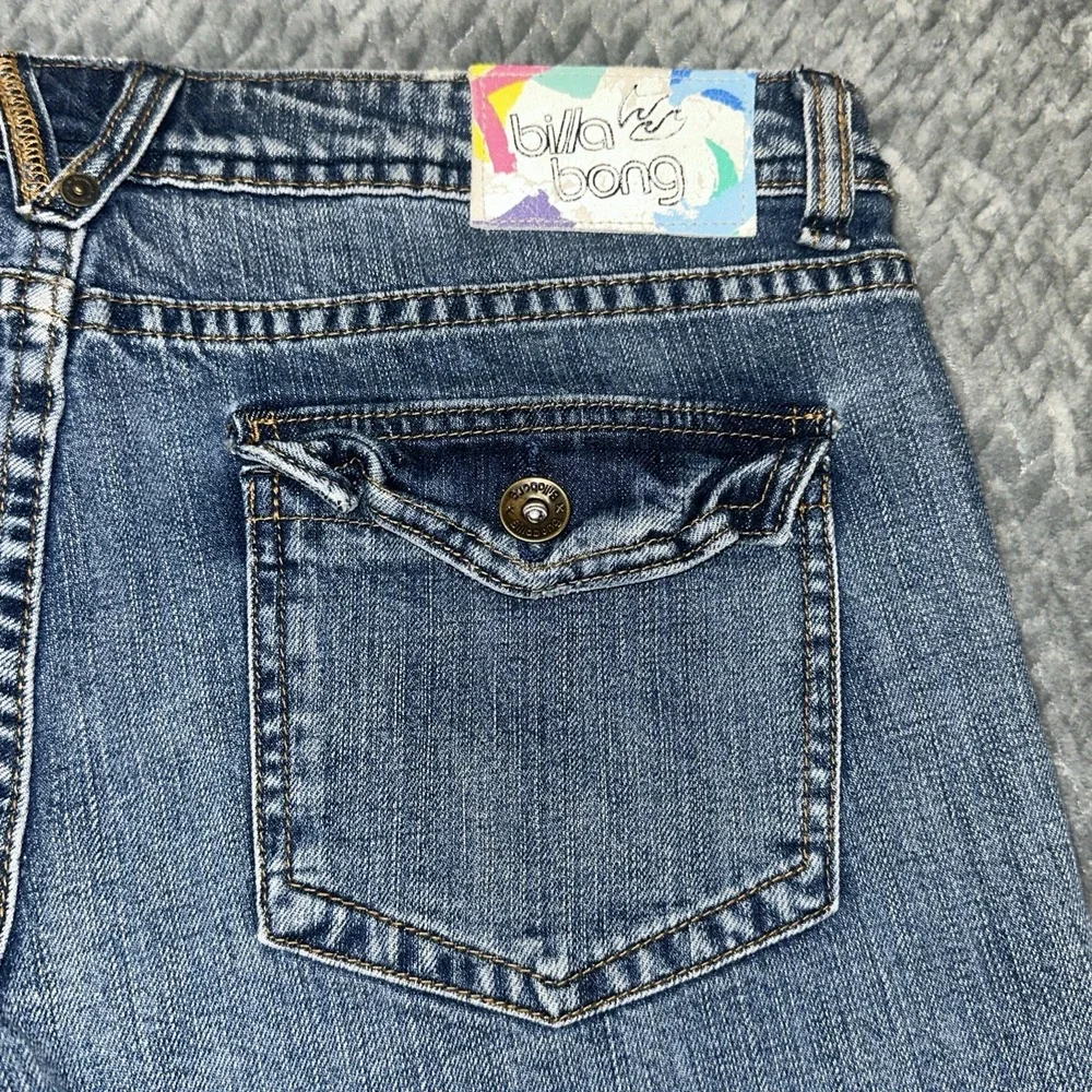 VTG Billabong Denim Low Rise Shorts Women's 11 Jean 5 inch‎ Beach Surf Skate Y2K
